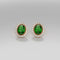 14K Rose Gold-Filled Emerald and Diamond Stud Earrings / Halo-Style