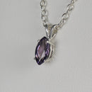 Color-Changing Alexandrite Necklace 925 Sterling Silver / Marquise-Shaped