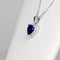 Blue Sapphire and Diamonds Necklace 925 Sterling Silver / Heart-Shaped Pendant