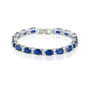 Blue Sapphire Bracelet White Gold Filled Tennis Style