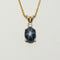Solid 14K Yellow Gold Genuine Blue Star Sapphire Necklace / Oval-Shaped