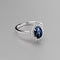 Genuine Blue Star Sapphire Ring 925 Sterling Silver / Halo-Style