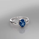 Cornflower Blue Star Sapphire Ring 925 Sterling Silver / Split Shank