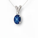Cornflower blue star sapphire necklace 925 sterling silver