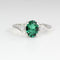 Emerald and Diamond Accents Sterling Silver Ring / Oval-Shaped