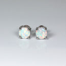 Rainbow Fire Opal Studs Sterling Silver Earrings / Round-Shaped
