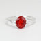 Natural Mexican Fire Opal Ring 925 Sterling Silver / Genuine White Sapphire Accents