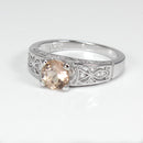 Natural Morganite Ring 925 Sterling Silver / Celtic-Style