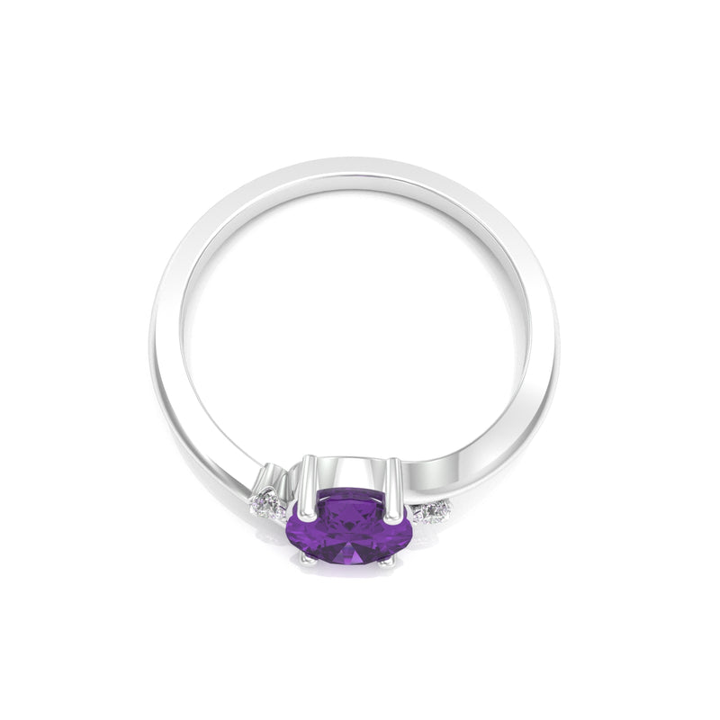 Natural African Amethyst Ring 925 Sterling Silver / Oval-Cut