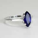 Blue Sapphire Ring 925 Sterling Silver / Marquise-Shaped