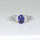 Tanzanite Ring Sterling Silver with Diamond Accents / Oval-Shaped