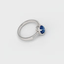 Cornflower Blue Star Sapphire and Topaz Accents Ring 925 Sterling Silver / Bypass-Style