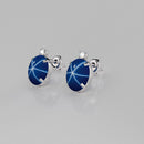 Lindy Blue Star Sapphire 925 Sterling Silver Stud Earrings / Oval-Shaped