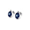 Genuine Blue Star Sapphire and White Sapphire Accents 925 Sterling Silver Stud Earrings / Oval-Cut