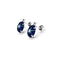 Genuine Blue Star Sapphire and White Sapphire Accents 925 Sterling Silver Stud Earrings / Oval-Cut