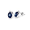 Genuine Blue Star Sapphire and White Sapphire Accents 925 Sterling Silver Stud Earrings / Oval-Cut