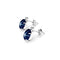 Genuine Blue Star Sapphire and White Sapphire Accents 925 Sterling Silver Stud Earrings / Oval-Cut