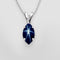 Genuine Blue Star Sapphire Necklace 925 Sterling Silver / Marquise-Cut