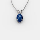 Lindy Cornflower Blue Star Sapphire Necklace 925 Sterling Silver / Marquise-Cut