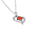 Mexican Fire Opal Necklace 925 Sterling Silver / Heart-Shaped Pendant