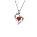 Mexican Fire Opal Necklace 925 Sterling Silver / Heart-Shaped Pendant