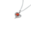 Mexican Fire Opal Necklace 925 Sterling Silver / Heart-Shaped Pendant