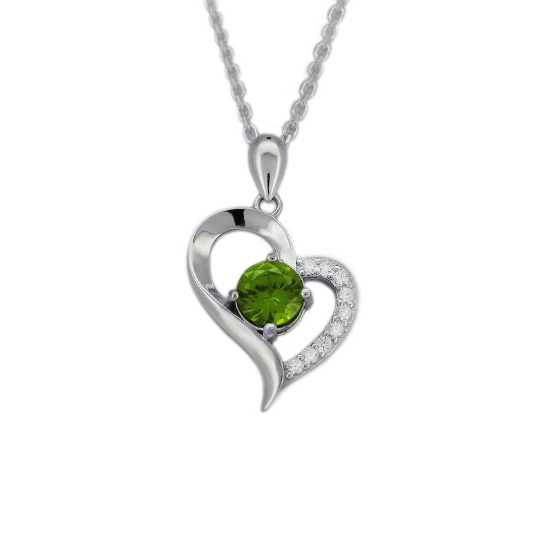 Natural Peridot Necklace 925 Sterling Silver / Heart-Shaped Pendant