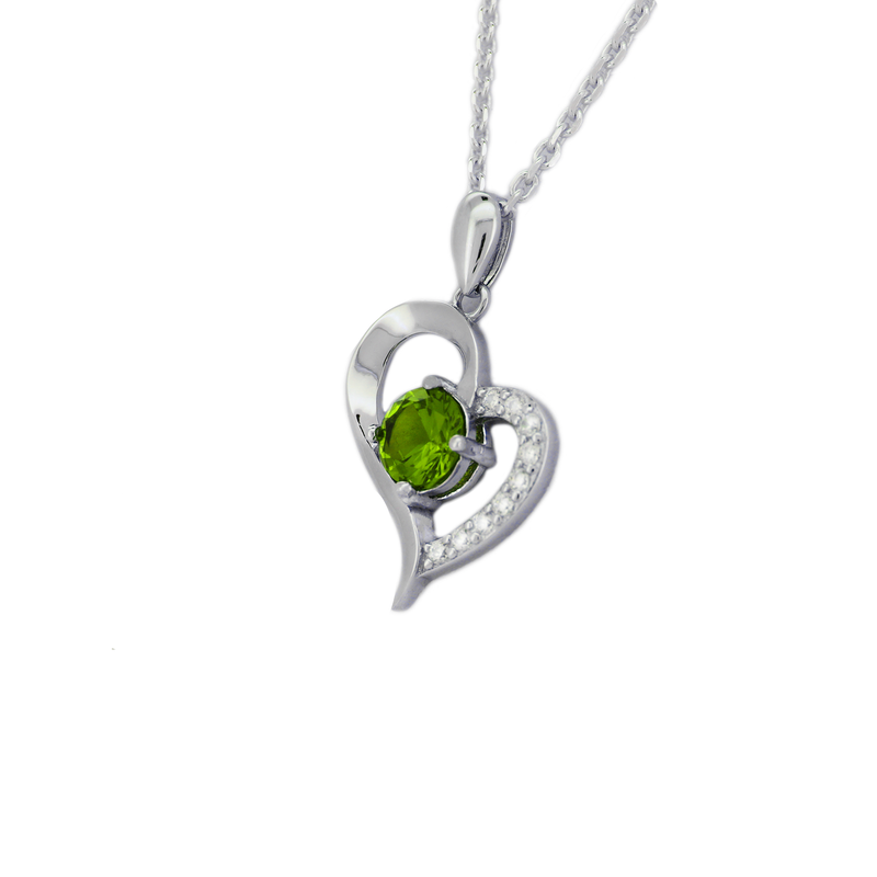 Natural Peridot Necklace 925 Sterling Silver / Heart-Shaped Pendant