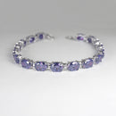 Color-Changing Alexandrite Tennis-Style Bracelet 925 Sterling Silver / Oval-Shaped