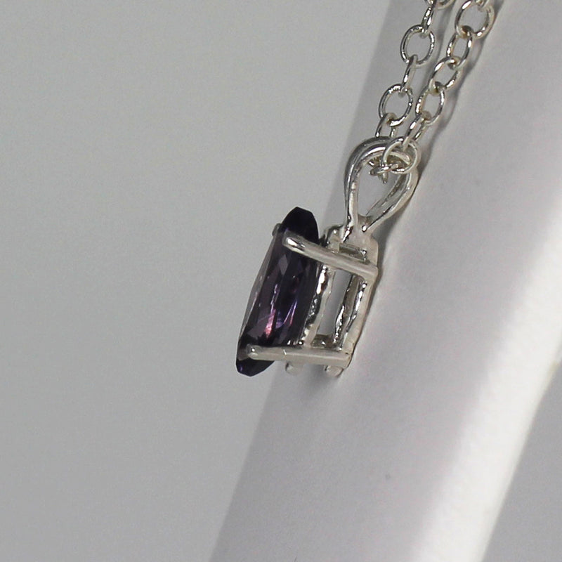 Color-Changing Alexandrite Necklace 925 Sterling Silver / Marquise-Shaped
