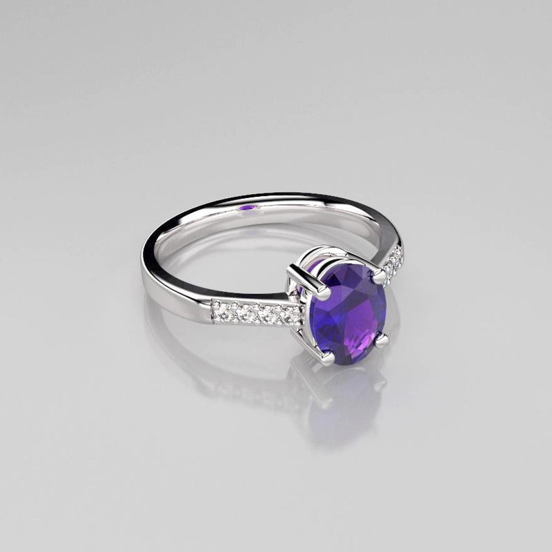 Natural African amythyst ring sterling silver 925 