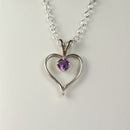 Natural African Amethyst Necklace 925 Sterling Silver / Heart-Shaped Pendant