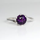 Natural African Amethyst Ring 925 Sterling Silver / Round-Shaped