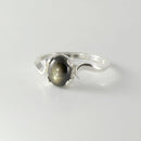 Genuine Black Star Sapphire 925 Sterling Silver Ring / Bypass-Style