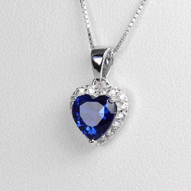 Blue sapphire necklace sterling silver