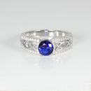 Blue Sapphire Ring 925 Sterling Silver / Diamond Accents / Celtic-Style