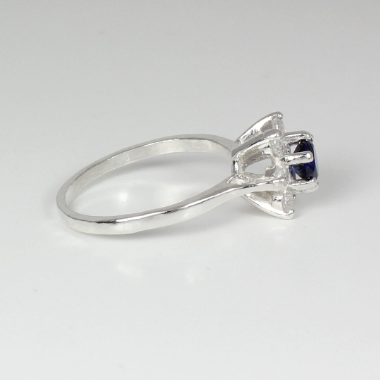 Blue Sapphire Ring 925 Sterling Silver / Flower-Style