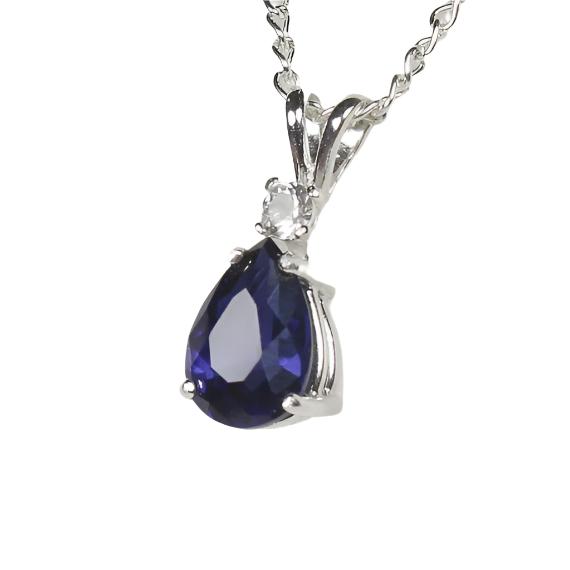 Ceylon Blue Sapphire Necklace 925 Sterling Silver