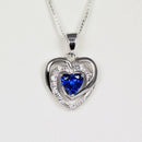 Blue sapphire necklace sterling silver heart-shaped