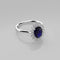 Blue Sapphire Ring 925 Sterling Silver / Genuine Topaz Accents / Halo-Style