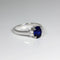 Blue Sapphire Ring Sterling Silver with Accents / Oval-Shaped