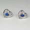 Blue Sapphire Stud Earrings 925 Sterling Silver / Heart-Shaped
