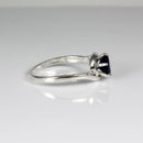 Blue Sapphire 925 Sterling Silver Ring / Crescent-Style / Round-Shaped