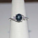 Genuine Blue Star Sapphire Ring 925 Sterling Silver / Natural Tanzanite Accents