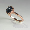 Genuine Blue Star Sapphire Ring Rose Gold / Crown-Style