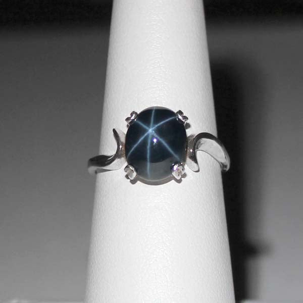 Genuine Blue Star Sapphire Ring 925 Sterling Silver / 3-Carats / Oval ...