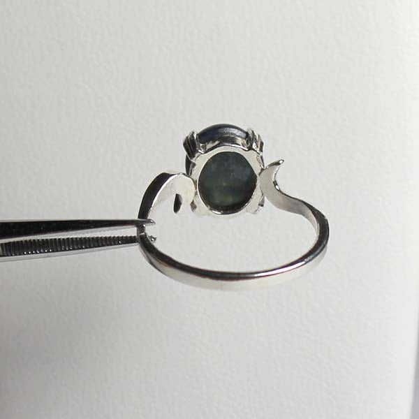 Genuine Blue Star Sapphire Ring 925 Sterling Silver / 3-Carats / Oval-Shaped