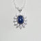 Genuine Blue Star Sapphire Necklace 925 Sterling Silver / Halo-Style