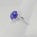 Cornflower Blue Star Sapphire Ring 925 Sterling Silver / Swirl-Style