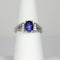 Cornflower Blue Star Sapphire Ring Sterling Silver with Diamond Accents / Oval-Shaped